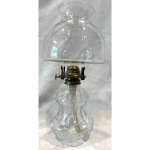 Diamond Point Lamplight Farms Kerosene Oil Lamp Austria Mushroom Shade 14" Chimn
